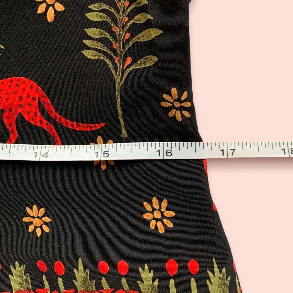 VTG 1990s Sag Harbor Petite Black Safari Print Dress - Picture 6 of 10